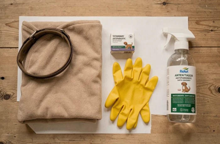 Kit d'hygiène pour animal de compagnie comprenant vermifuge vétérinaire, literie et produits de nettoyage pour lutter contre les parasites